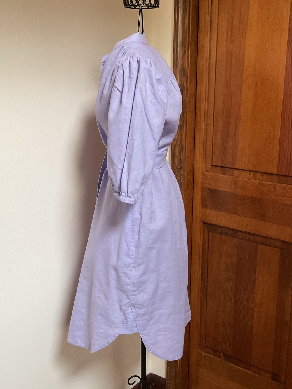 Gap Women Linen Cotton Mini Shirt Dress S Linen Cotton Belted Puff Sleeve - Picture 6 of 9